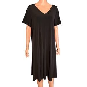 Roaman’s Fit & Flare Midi Swing Dress 18/20 Vee Neck Casual Slinky Stretchyb